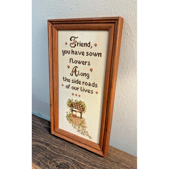 Vintage Cross Stitch Friend and Completed No Glass 13.5X7.5 Inches - Picture 7 of 11